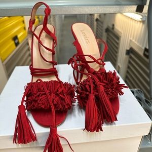 Red Fringe Sandals